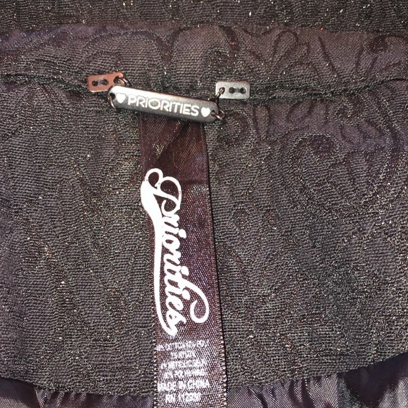 Priorities Black Jacquard Mid-Sleeve Cropped Jacket Size Small - Picture 10 of 12